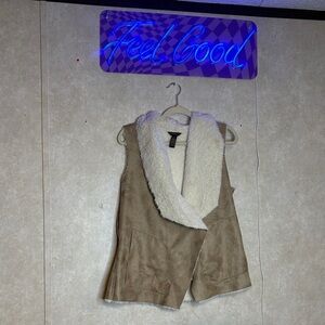 Women's Tan and Cream Vest